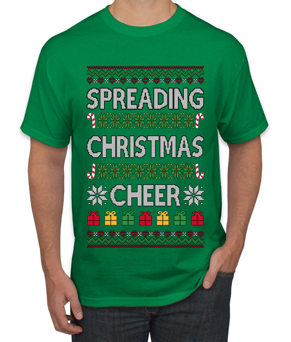 Spreading Christmas Cheer, Ugly Christmas Sweater Unisex Men's T-Shirt