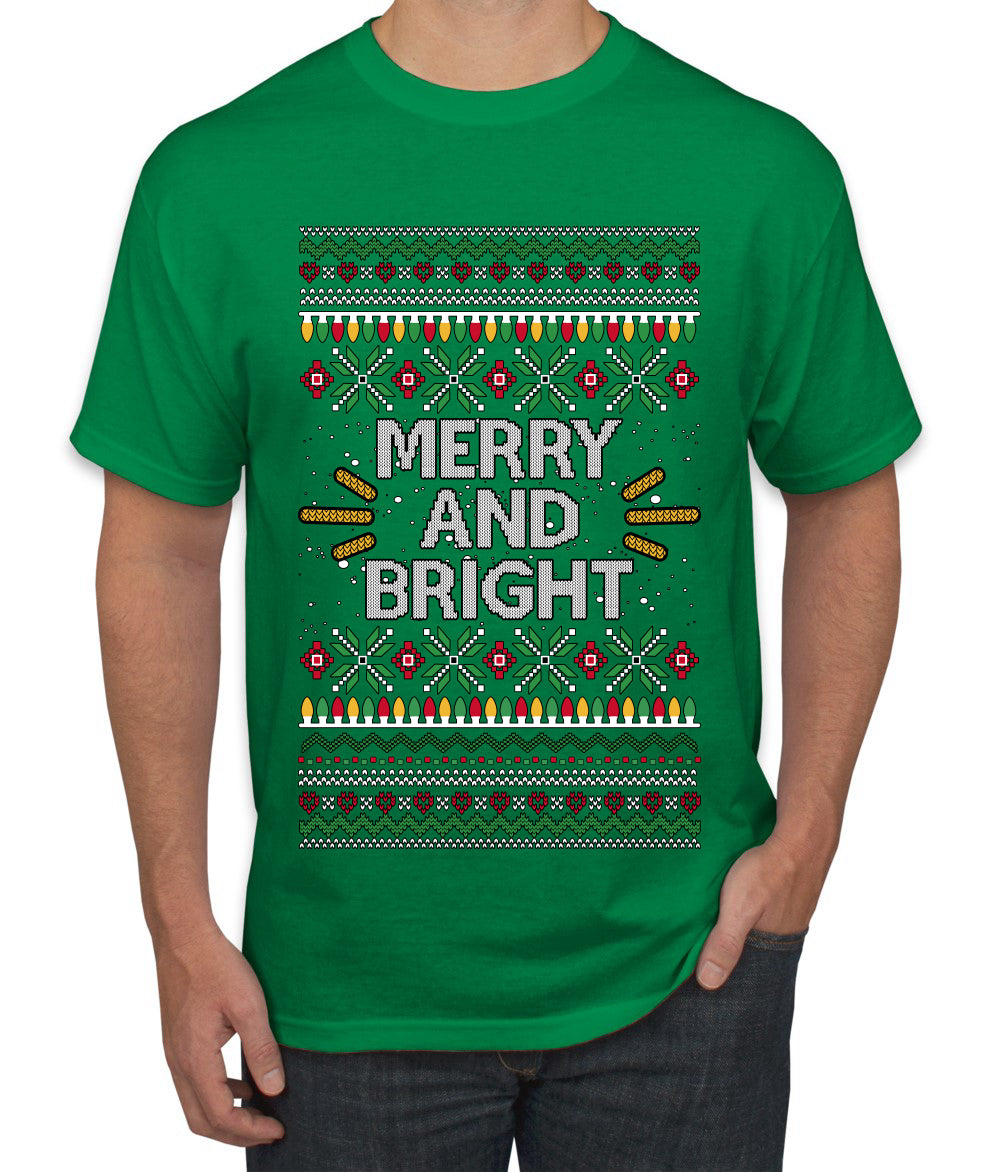Merry And Bright, Ugly Christmas Sweater Unisex Men's T-Shirt