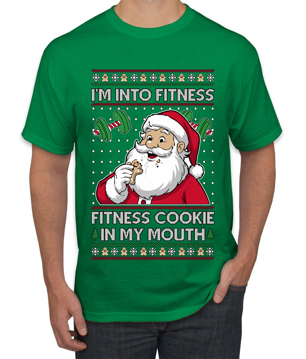 I'm Into Fitness Cookie In My Mouth Santa, Ugly Christmas Sweater Unisex Men's T-Shirt