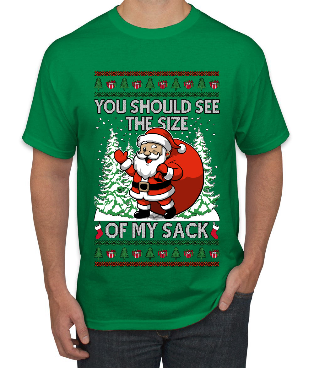 You Should See The Size Of My Sack Naughty Santa, Ugly Christmas Sweater Unisex Men's T-Shirt