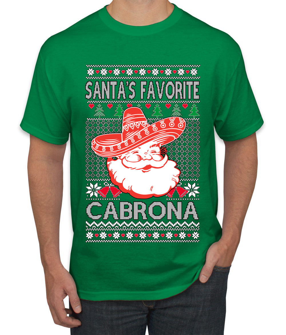 Santa's Favorite Cabrona, Ugly Christmas Sweater Unisex Men's T-Shirt