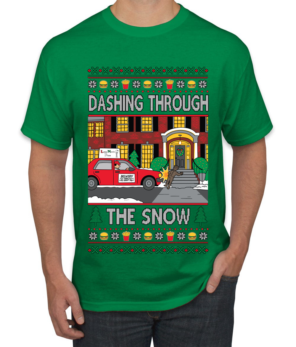 Dashing Through The Snow Classic 90s Holiday Movie, Ugly Christmas Sweater Unisex Men's T-Shirt