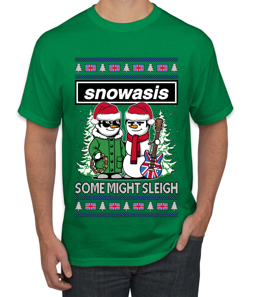Snowasis English Rock Band Parody, Ugly Christmas Sweater Unisex Men's T-Shirt