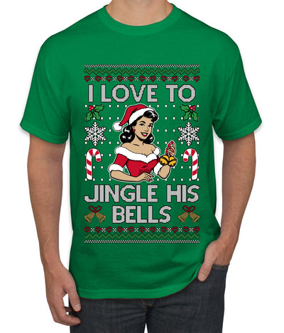 I Love To Jingle His Bells, Ugly Christmas Sweater Unisex Men's T-Shirt