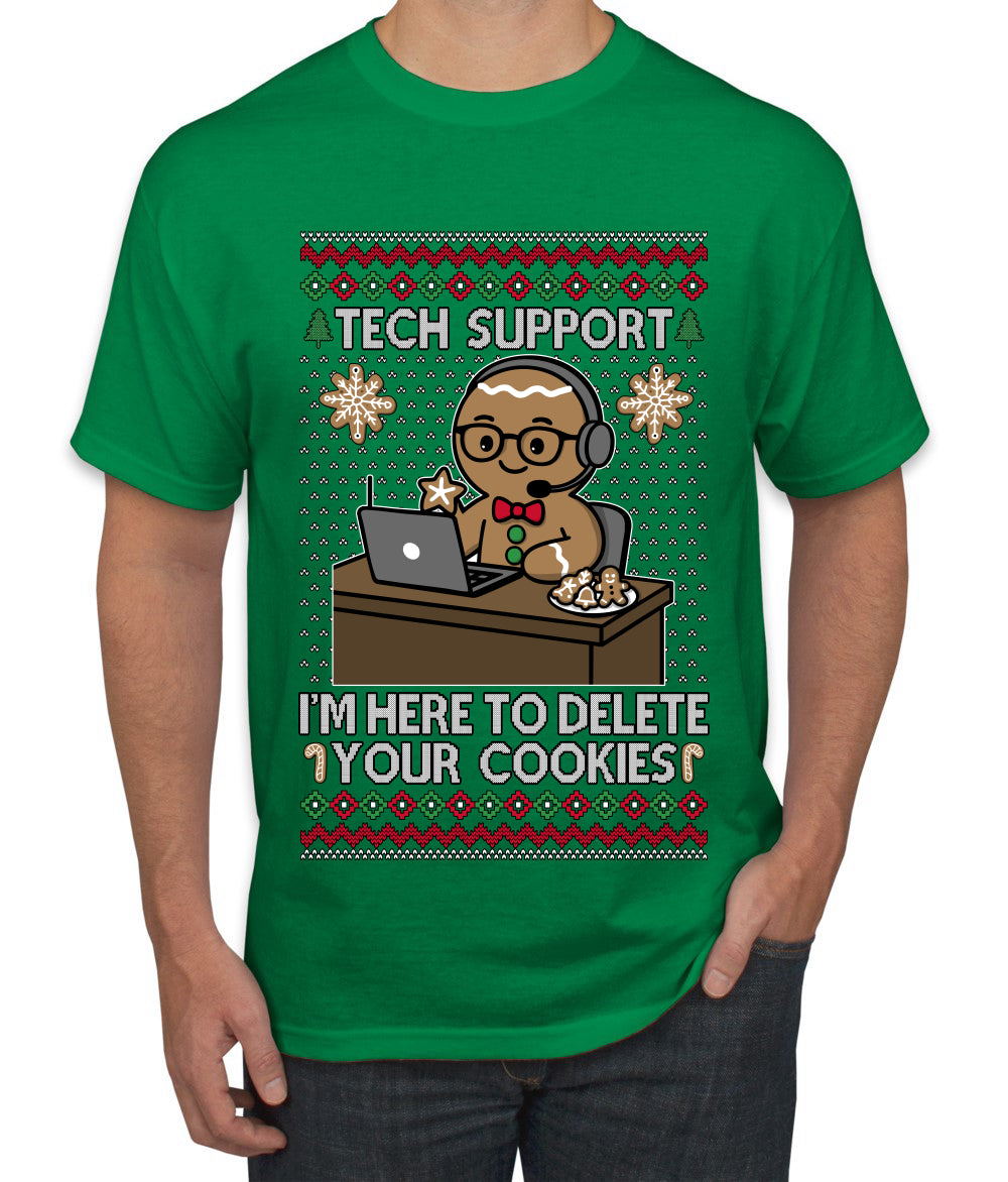 Tech Support I'm Here To Delete Your Cookies, Ugly Christmas Sweater Unisex Men's T-Shirt