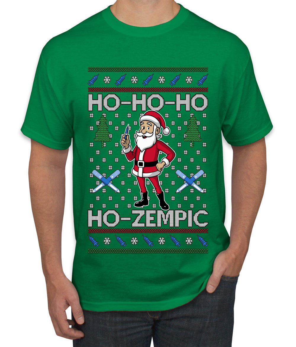 Skinny Santa Ho Ho Ho Ho-Zempic Weight Loss Shot, Ugly Christmas Sweater Unisex Men's T-Shirt