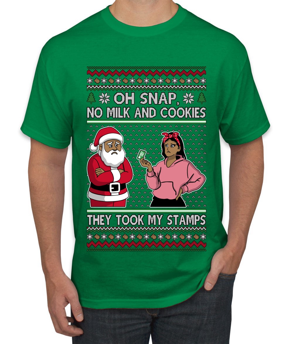 Oh Snap, No Milk And Cookies, They Took my Stamps, Ugly Christmas Sweater Unisex Men's T-Shirt