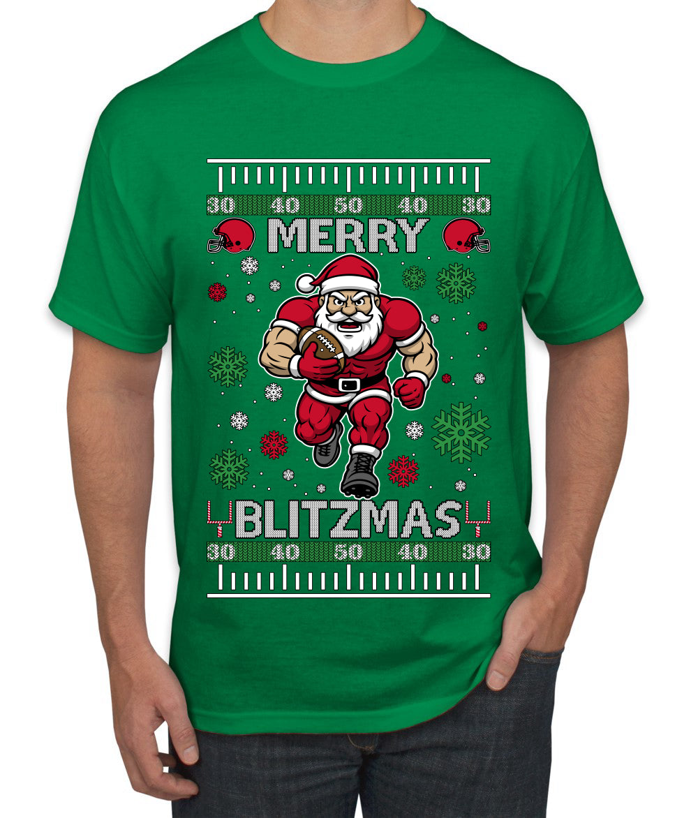 Merry Blitzmas, Football Christmas Sweater Design, Ugly Christmas Sweater Unisex Men's T-Shirt