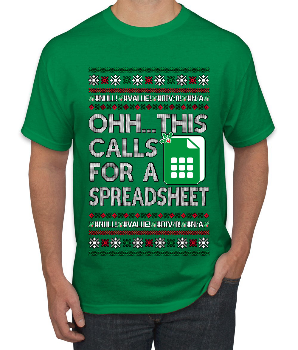 Oh... This Calls for A Spreadsheet, Ugly Christmas Sweater Unisex Men's T-Shirt