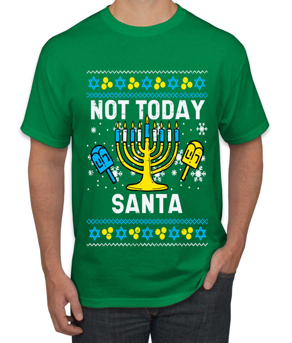Not Today Santa Menorah Hanukkah, Ugly Christmas Sweater Unisex Men's T-Shirt