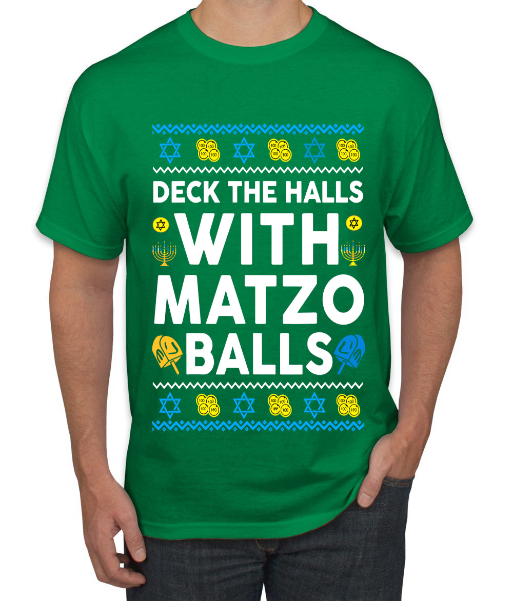 Deck The Halls With Matzo Balls Hanukkah, Ugly Christmas Sweater Unisex Men's T-Shirt