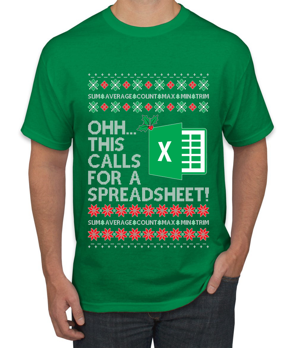 Ohh This Calls For A Spreadsheet Office, Ugly Christmas Sweater Unisex Men's T-Shirt