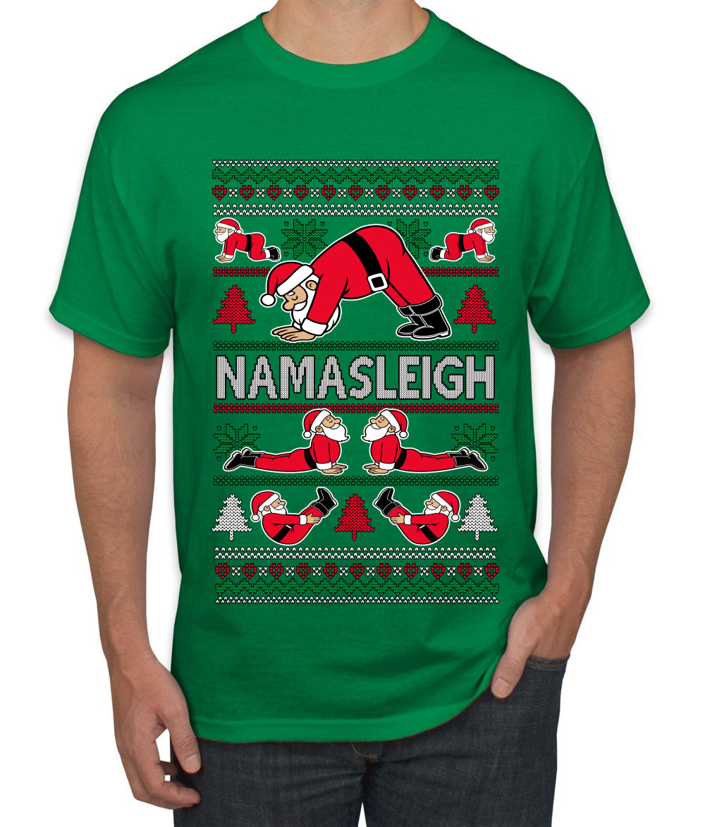 Namasleigh, Namaste Yoga Santa Claus, Ugly Christmas Sweater Unisex Men's T-Shirt