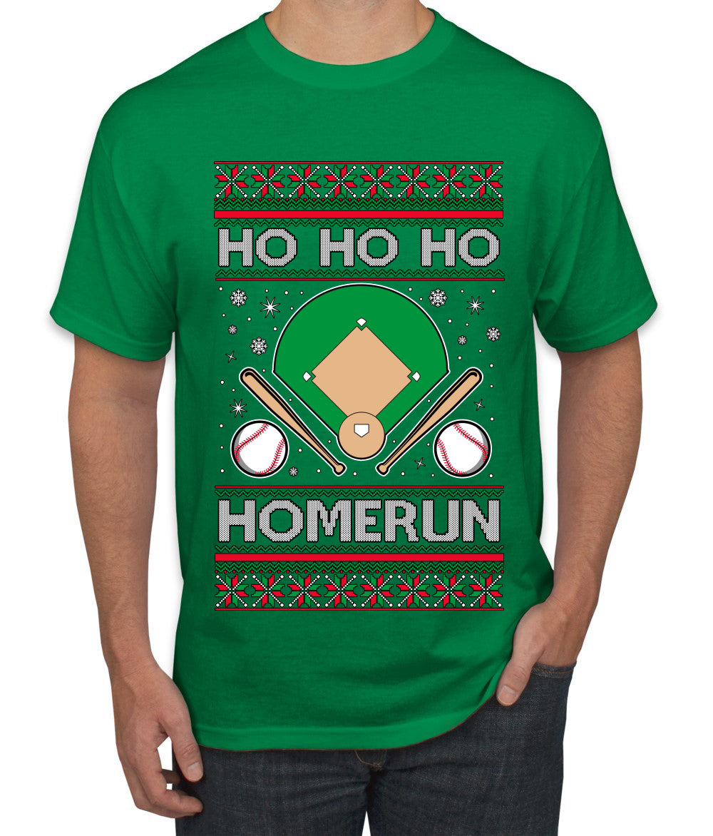 Ho Ho Ho Homerun, Baseball Fan Christmas Design, Ugly Christmas Sweater Unisex Men's T-Shirt