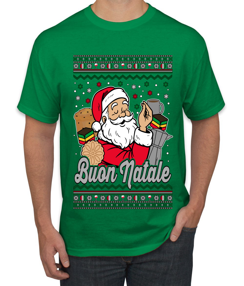 Buon Natale, Italian Santa Claus, Funny, Italian American Humor, Ugly Christmas Sweater Unisex Men's T-Shirt