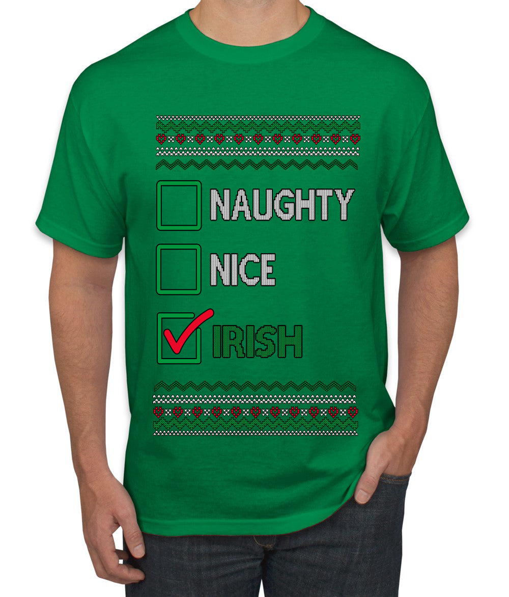 Naughty Nice, Irish, Irish Christmas, Ugly Christmas Sweater Unisex Men's T-Shirt