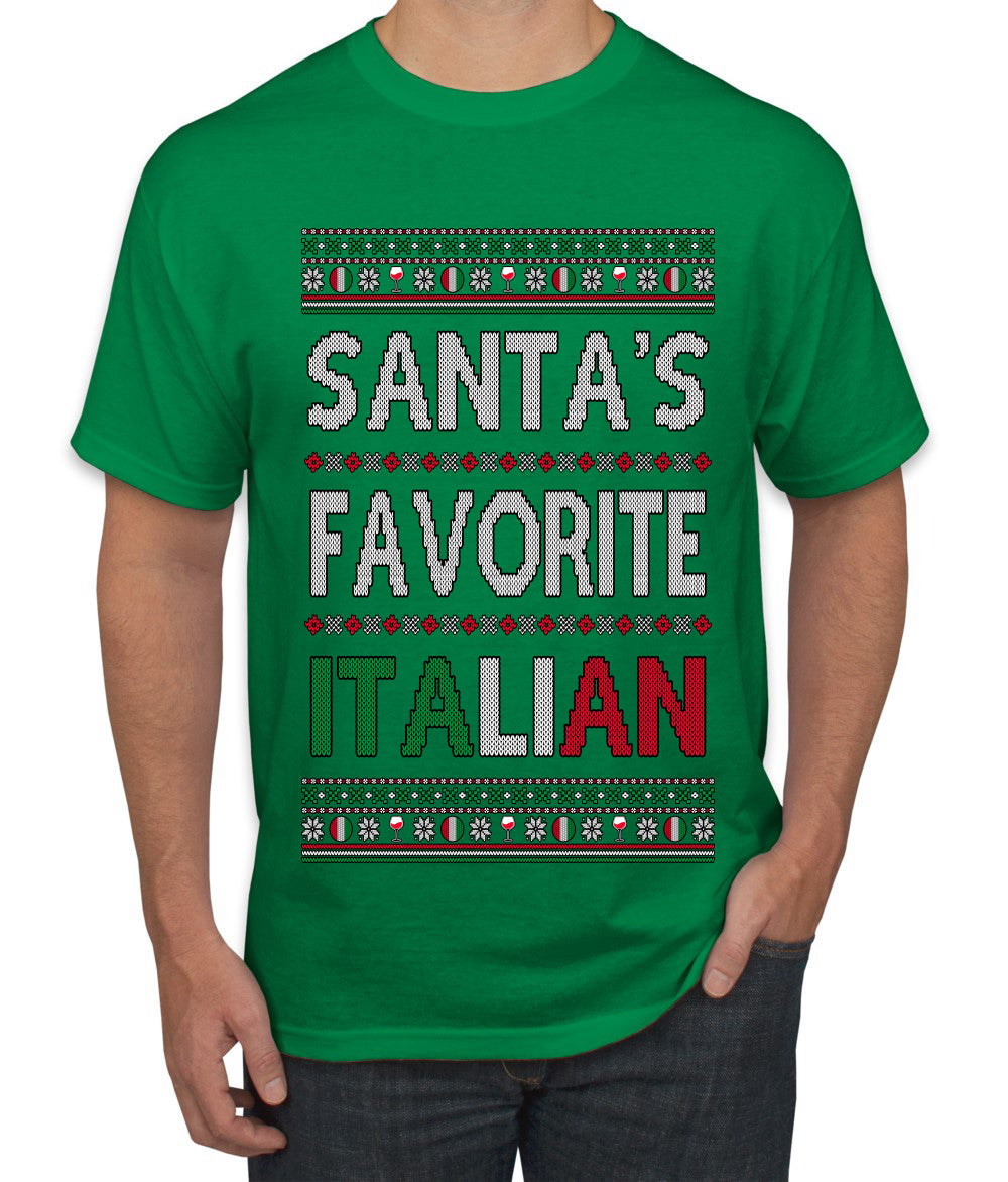 Santa's Favorite Italian, Funny Italian Christmas Sweater, Ugly Christmas Sweater Unisex Men's T-Shirt