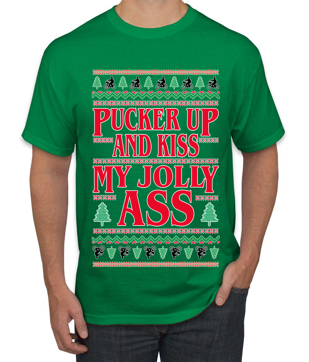 Pucker Up And Kiss My Jolly Ass, Ugly Christmas Sweater Unisex Men's T-Shirt