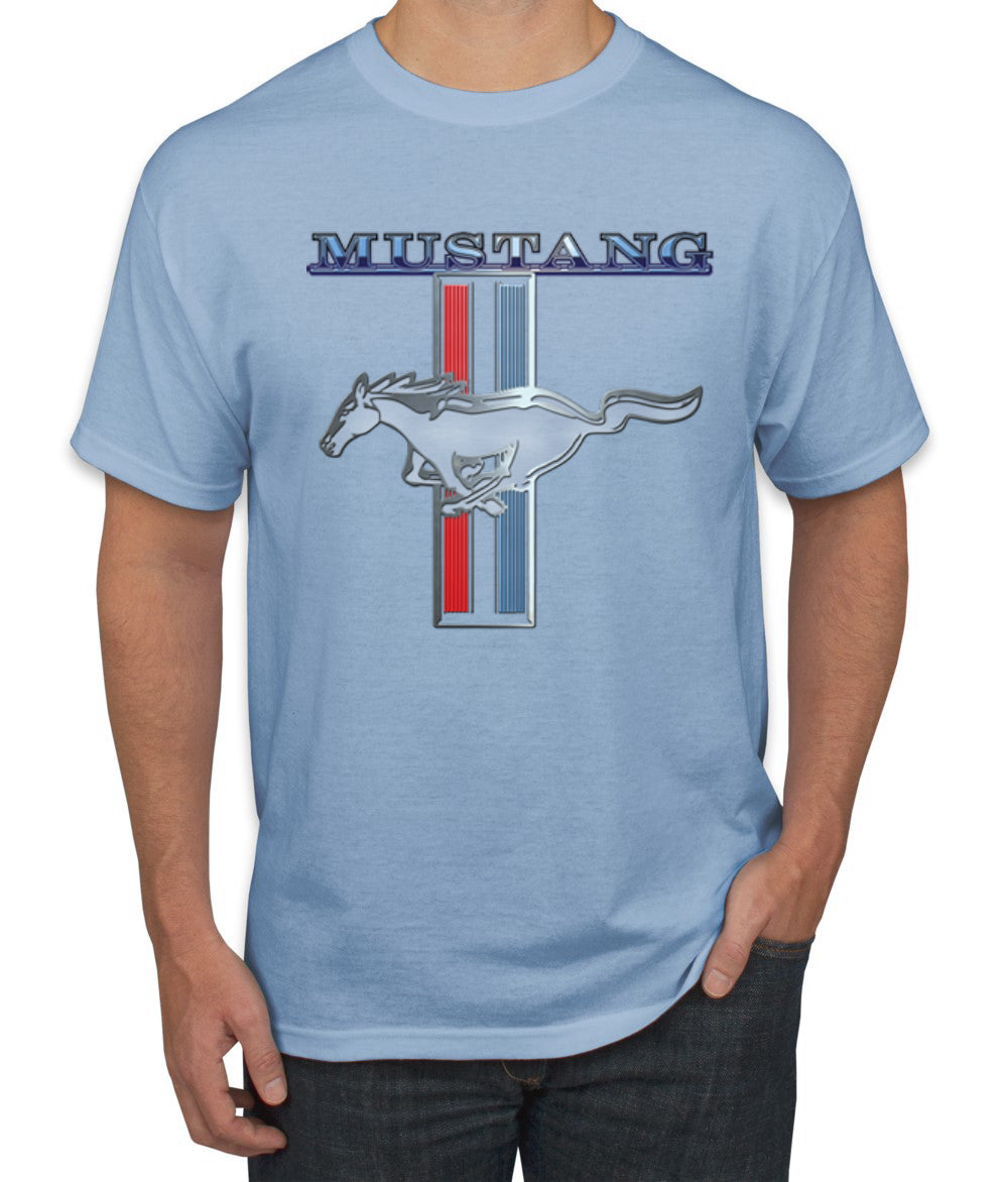 Ford Mustang Classic Pony USA Logo Emblem Cars and Trucks Front and Back Cars and Trucks Men's T-Shirt