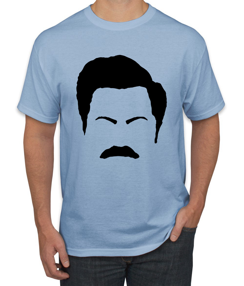 Parks and Rec Fans Ron Swanson Mustache Face Silhouette Pop Culture Men's T-Shirt