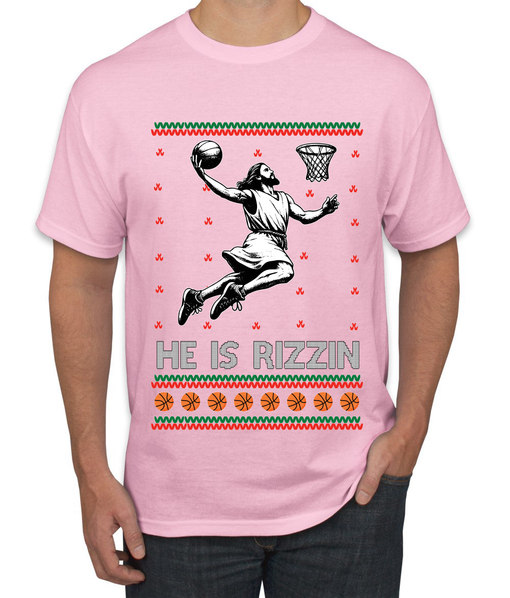 He Is Rizzin, Ugly Christmas Sweater Unisex Men's T-Shirt