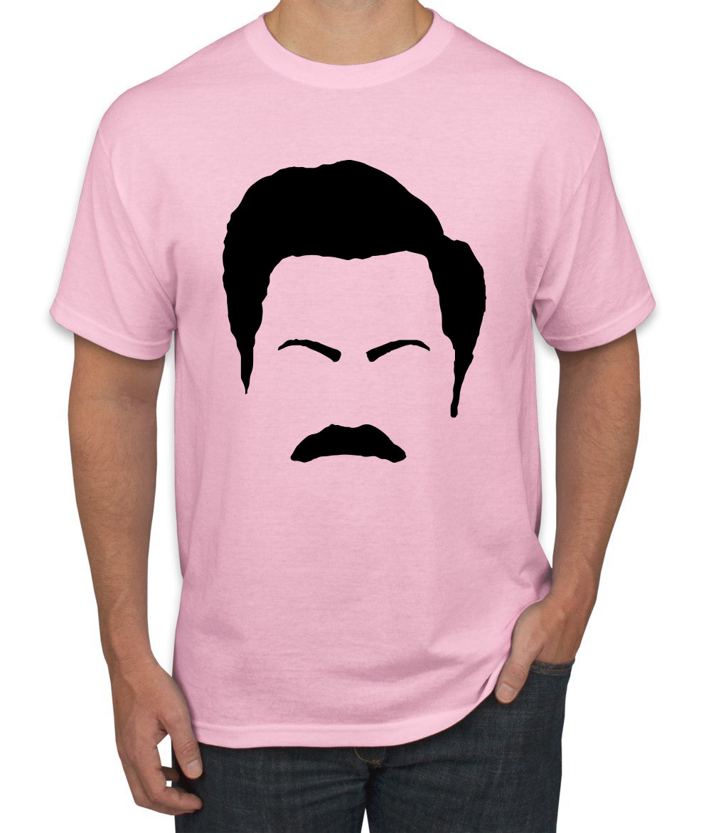 Parks and Rec Fans Ron Swanson Mustache Face Silhouette Pop Culture Men's T-Shirt