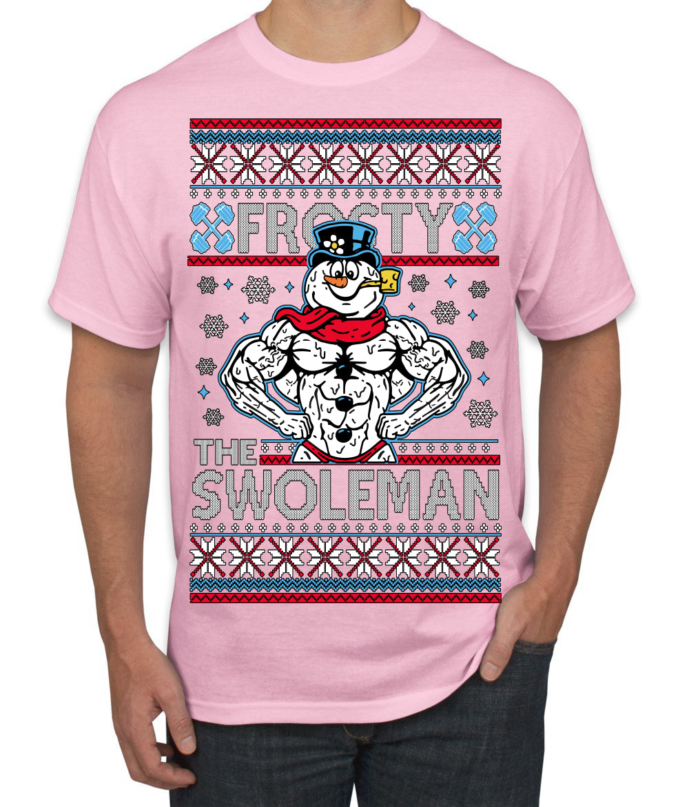 Frosty the Swoleman Funny Workout Lifting Snowman MovieUgly Christmas Sweater Men's T-Shirt