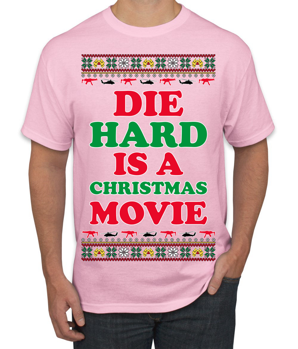 Die Hard is a Christmas Movie Classic, McClane Hans Nakatomi Plaza Xmas Party Holiday Movies Ugly Christmas Sweater Men's T-Shirt