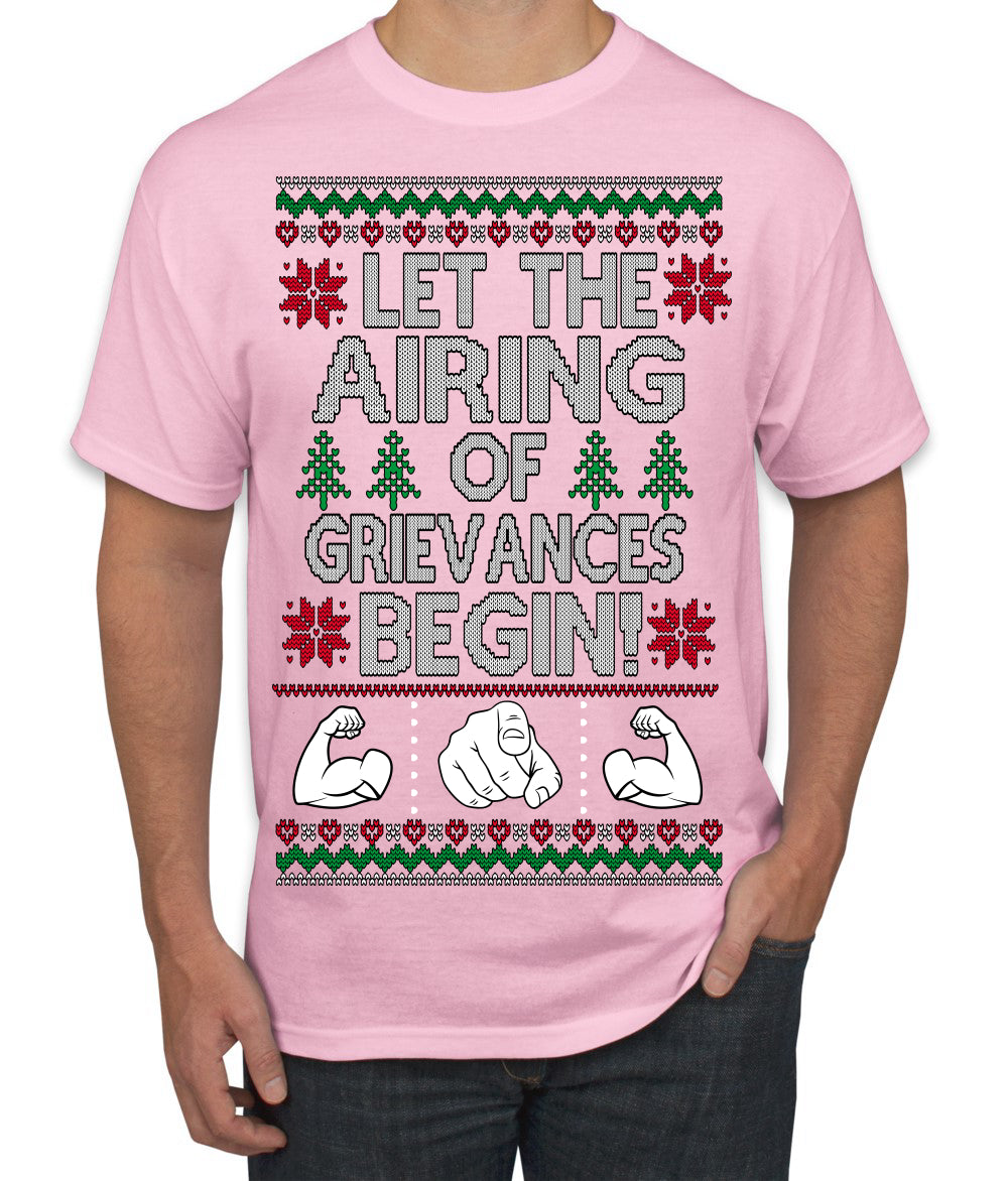 Let the Airing of Grievances Begin Funny TV Sitcom Festivus Ugly Christmas Sweater Men's T-Shirt