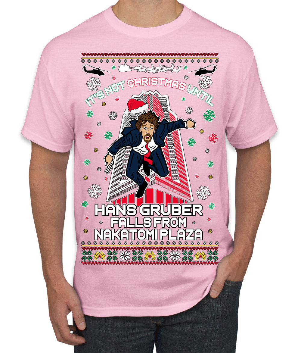 Not Christmas Until Hans Gruber Falls From Nakatomi Ugly Christmas Sweater Men's T-Shirt