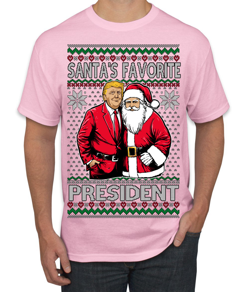 Santa's Favorite President Red Suit Trump Ugly Christmas Sweater Men's T-Shirt