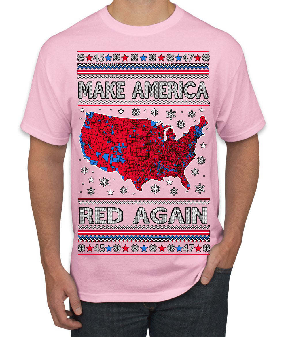 Make America Red Again USA Map Trump 2024 MAGA Ugly Christmas Sweater Men's T-Shirt