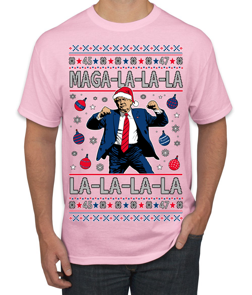Maga La La La Funny Donald Trump Christmas Carol Song Ugly Christmas Sweater Men's T-Shirt