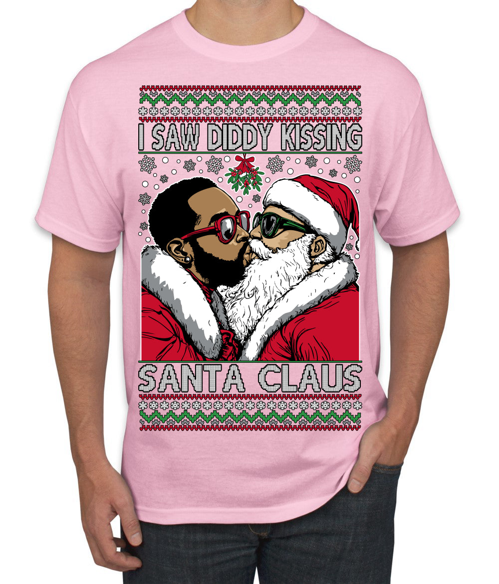 I Saw Diddy Kissing Santa Claus Funny Viral Music Meme Ugly Christmas Sweater Men's T-Shirt