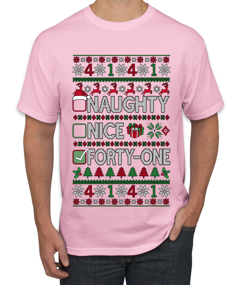 Naughty Nice 41, Ugly Christmas Unisex Sweater List, Extra Festive, Ugly Christmas Sweater Men's T-Shirt