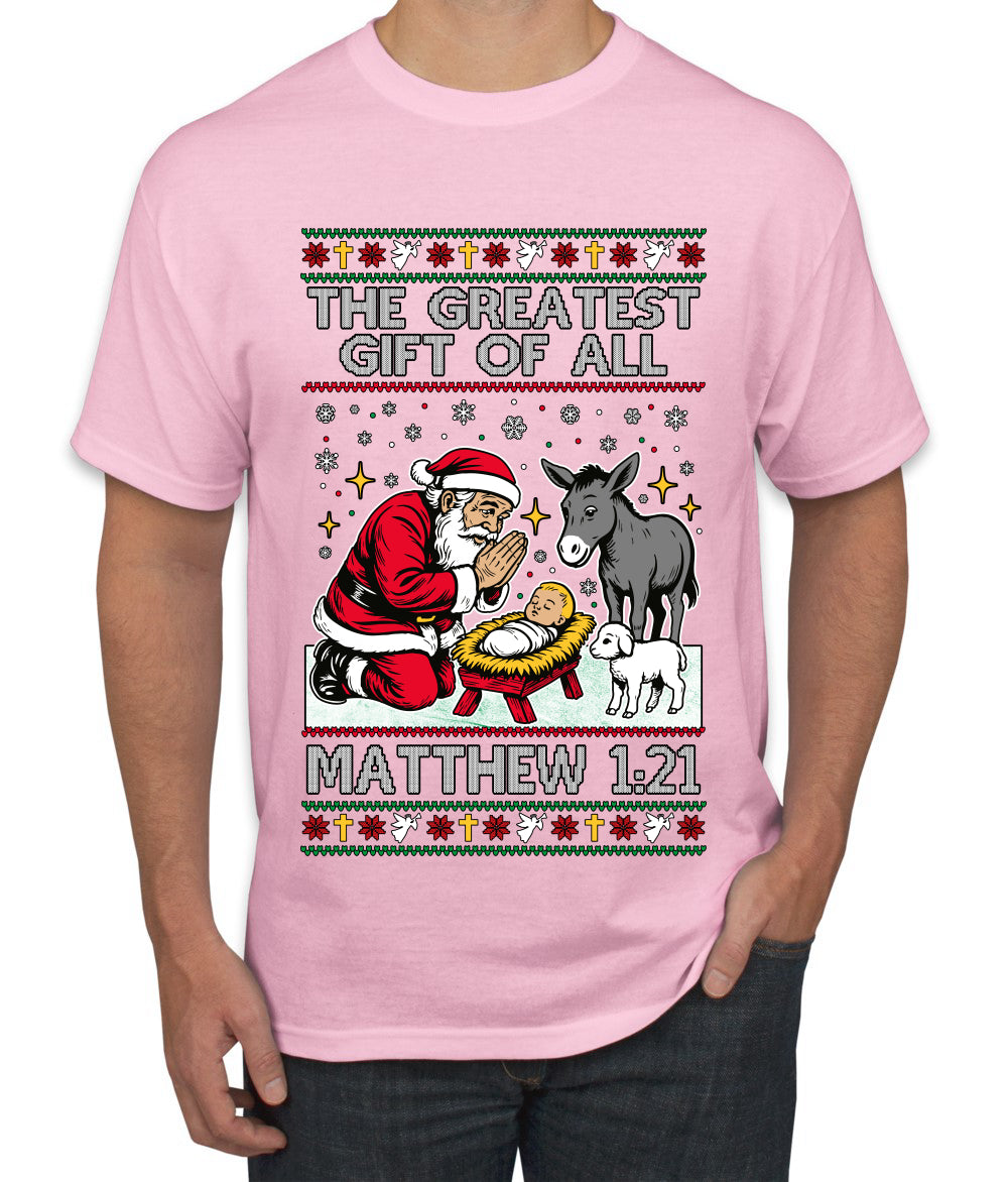 The Greatest Gift Of All Matthew 1:21, Ugly Christmas Sweater Men's T-Shirt