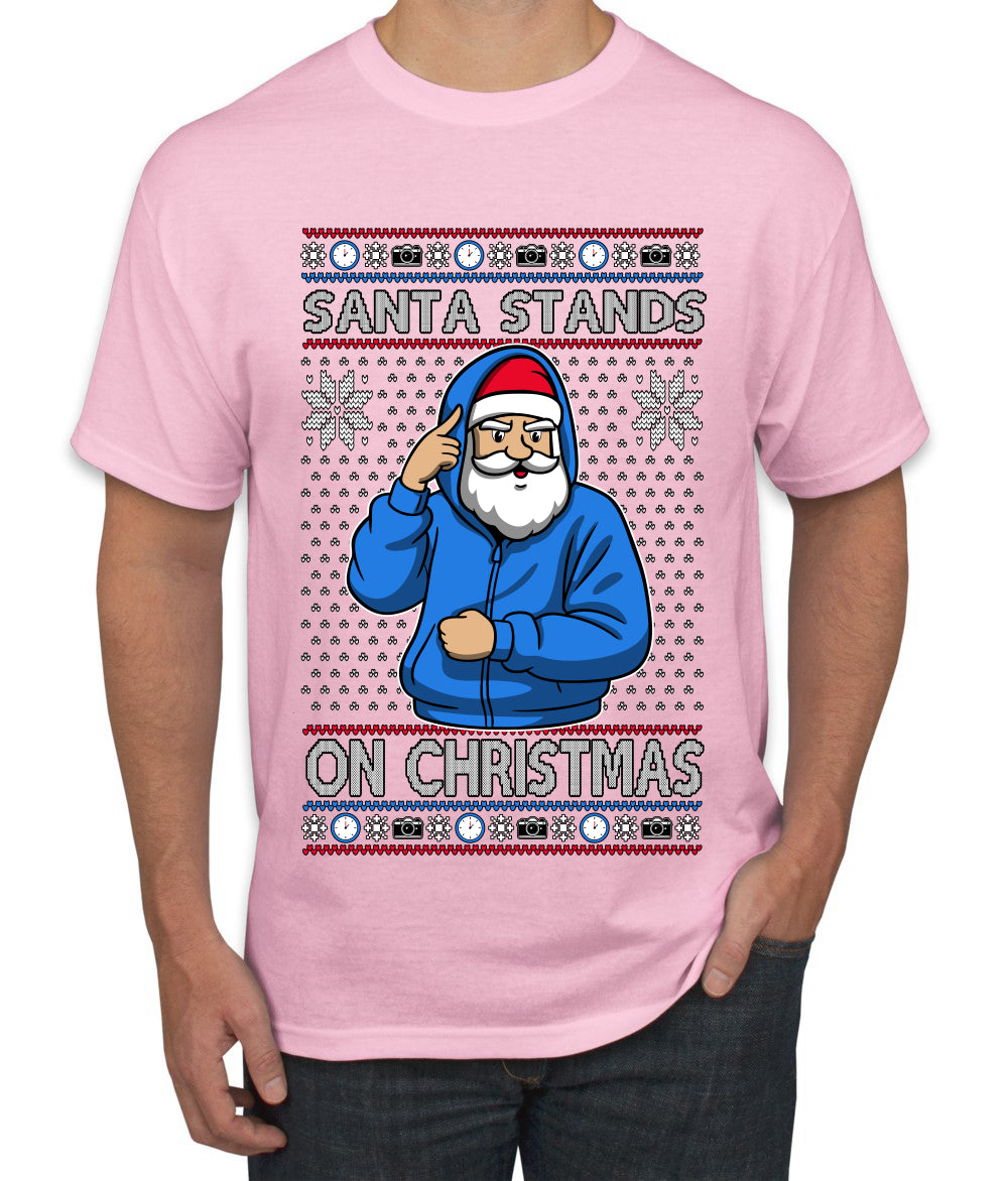 Santa Stands On Christmas, Ugly Christmas Sweater Men's T-Shirt