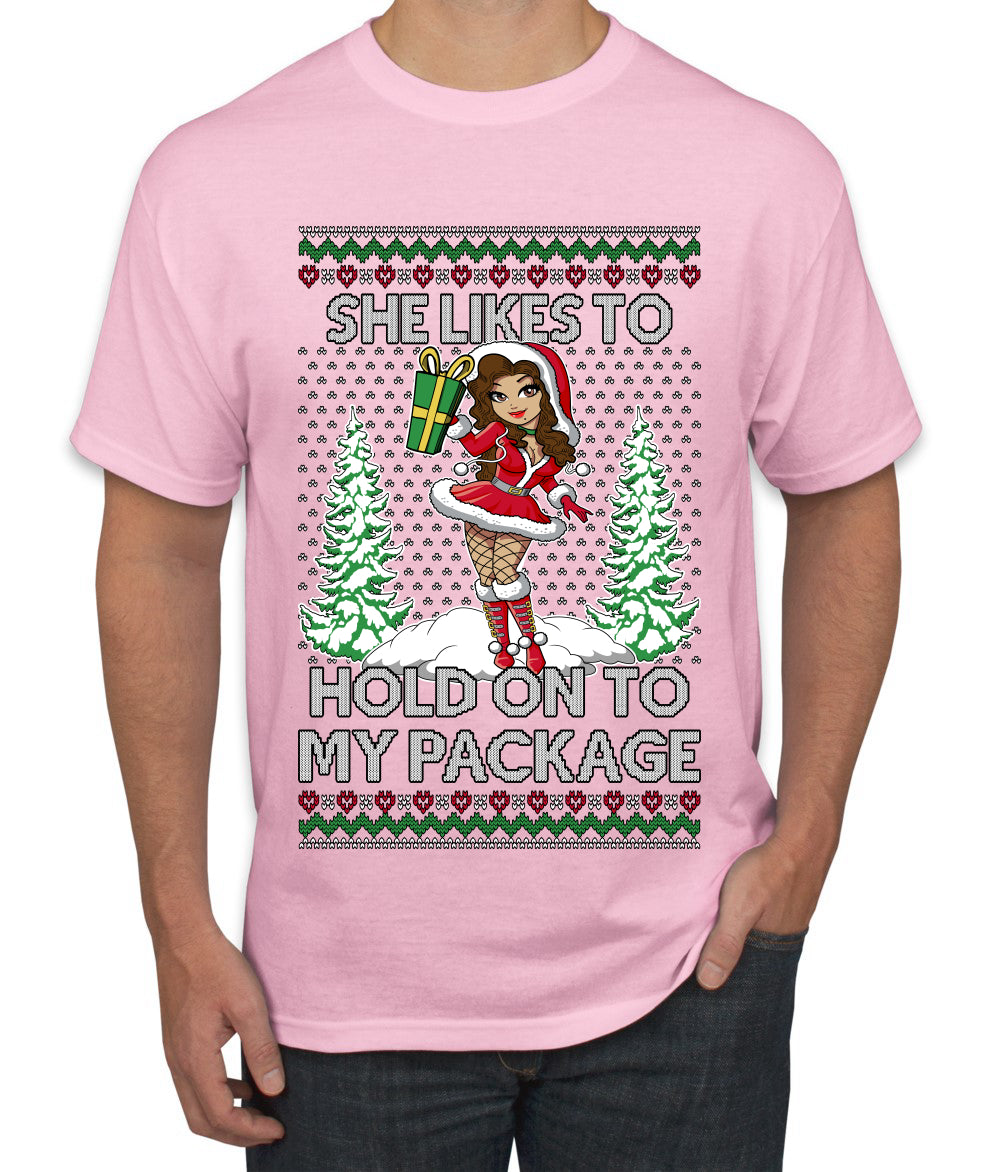 Hold My Package, Ugly Christmas Sweater Unisex Unisex Men's T-Shirt