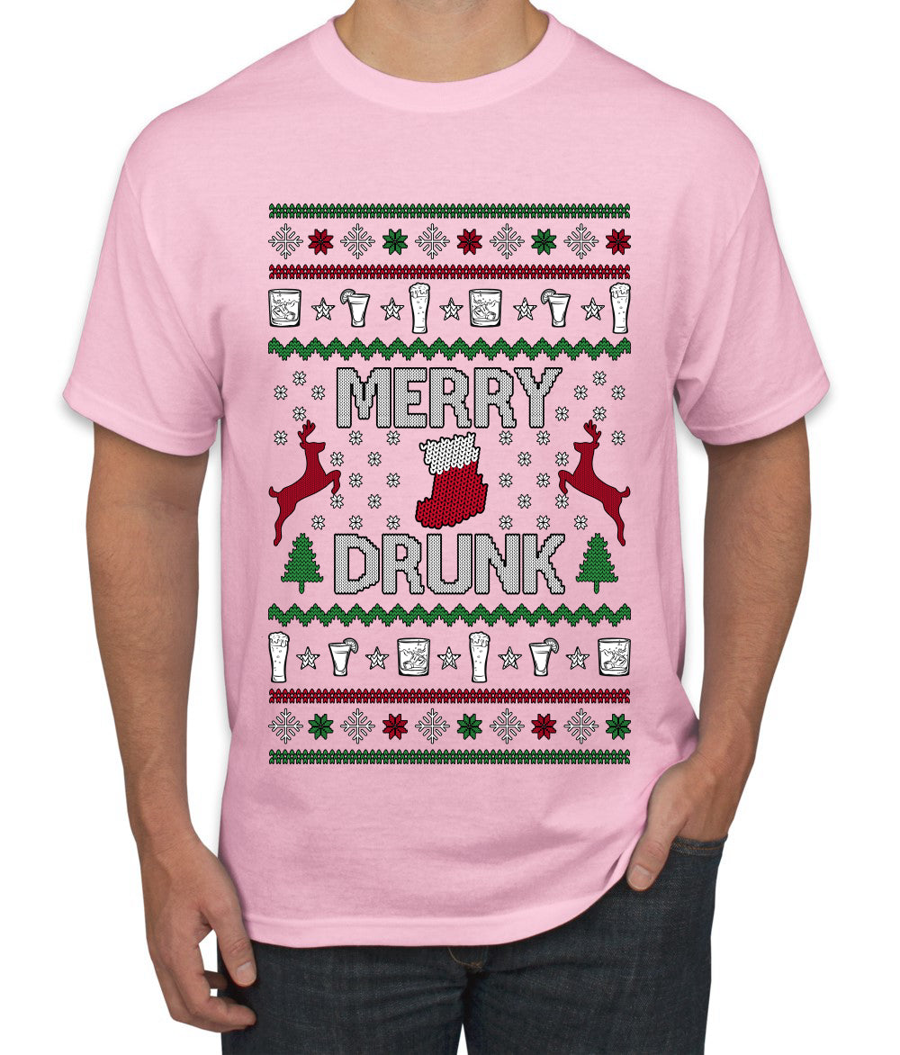 Merry Drunk, Ugly Christmas Sweater Unisex Unisex Men's T-Shirt