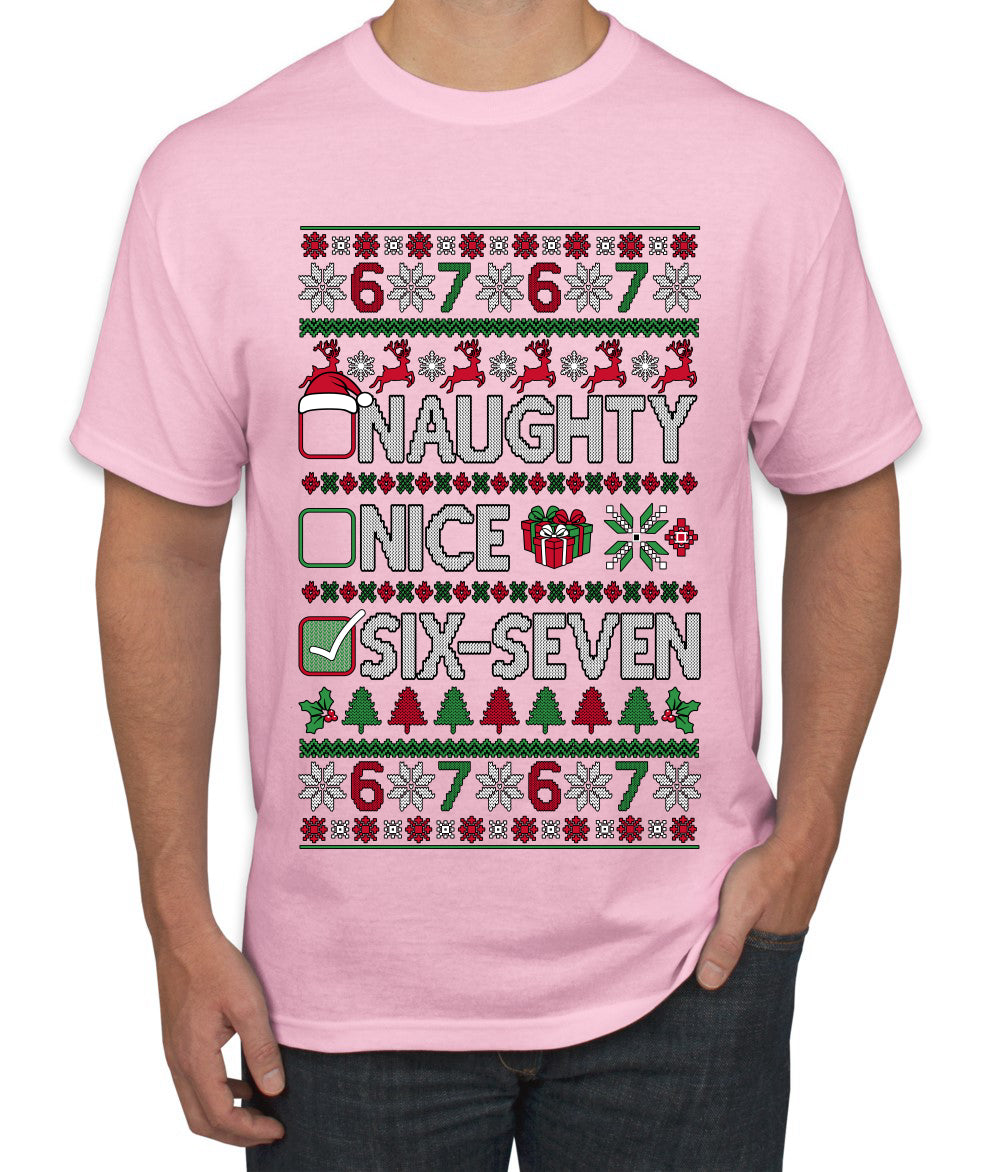 Naughty Nice 6 7 Checklist, Ugly Christmas Sweater Unisex Men's T-Shirt