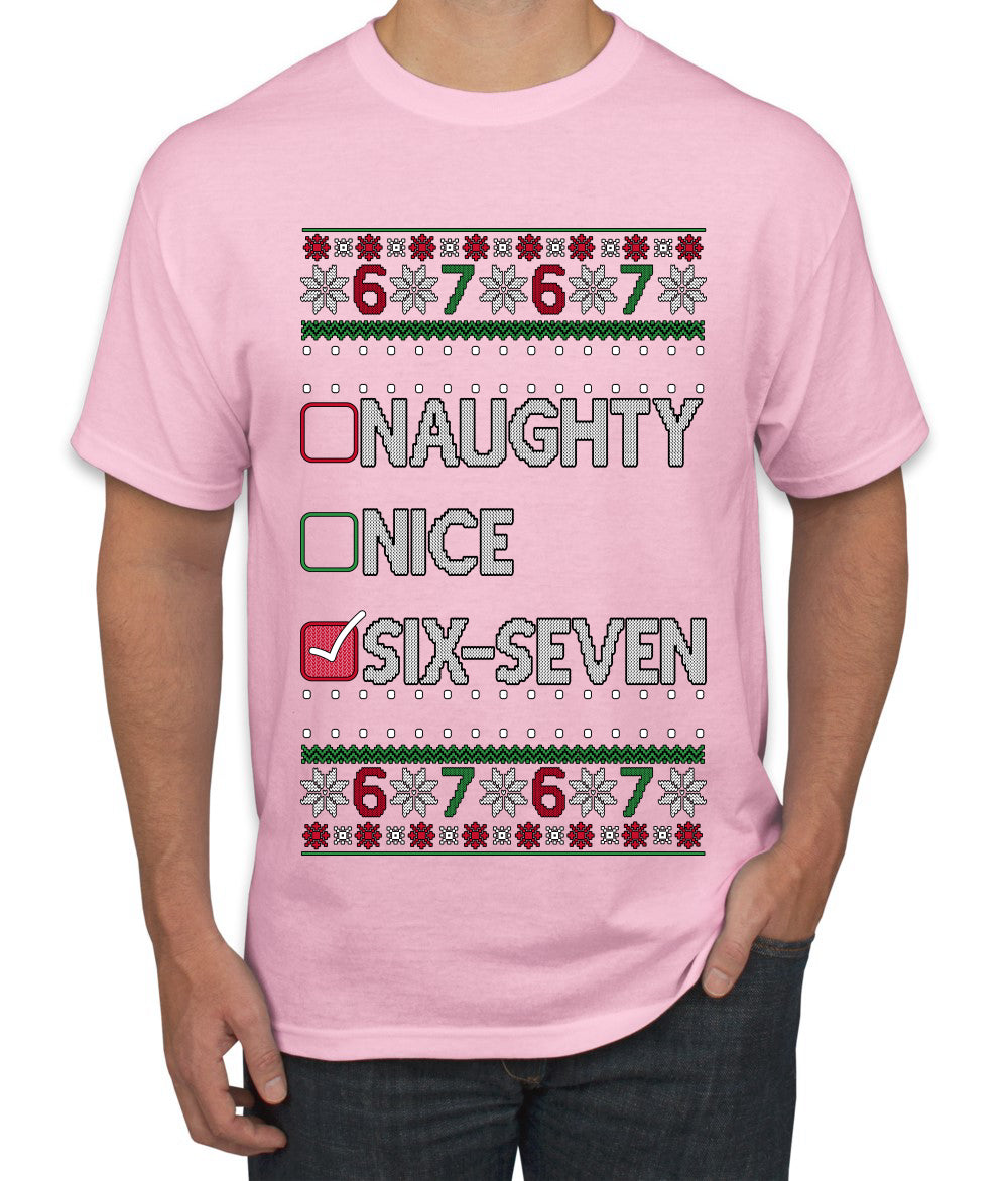 Naughty Nice 6 7 Checklist, Ugly Christmas Sweater Unisex Men's T-Shirt