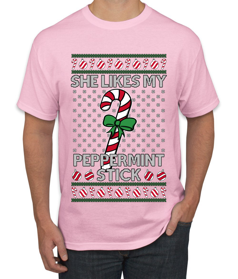 She Likes My Peppermint Stick, Ugly Christmas Sweater Unisex Men's T-Shirt
