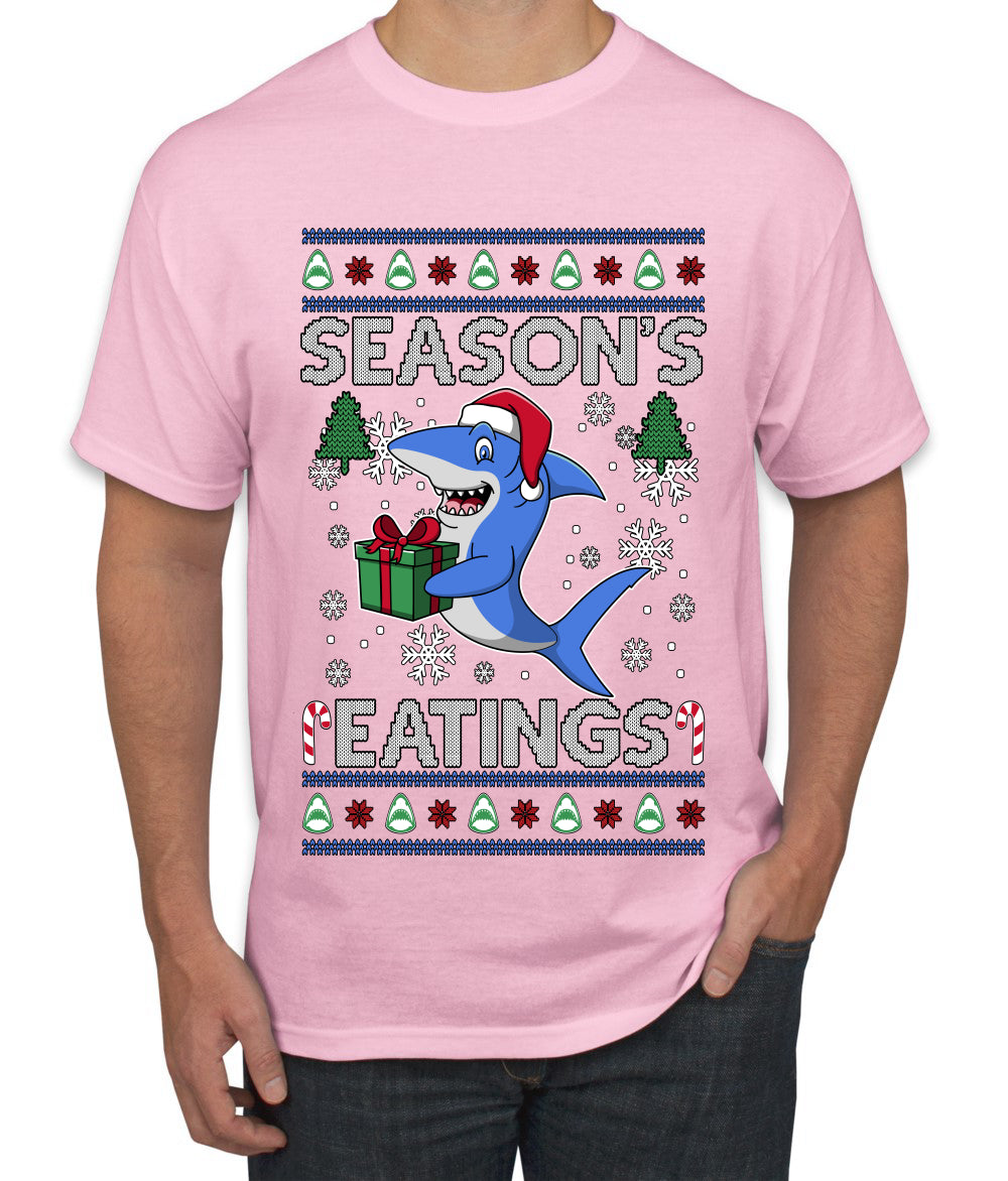Season's Eatings Shark, Ugly Christmas Sweater Unisex Men's T-Shirt