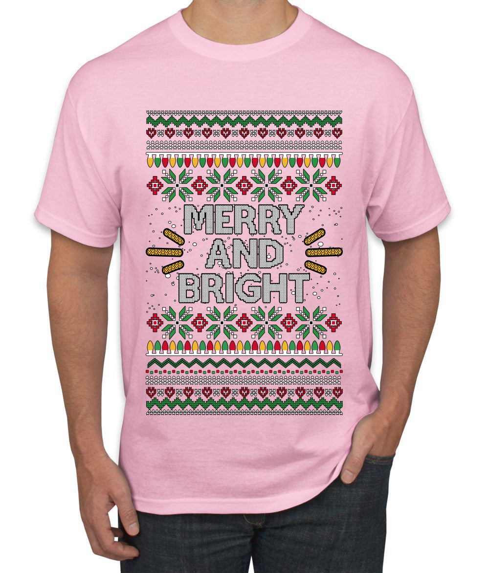 Merry And Bright, Ugly Christmas Sweater Unisex Men's T-Shirt