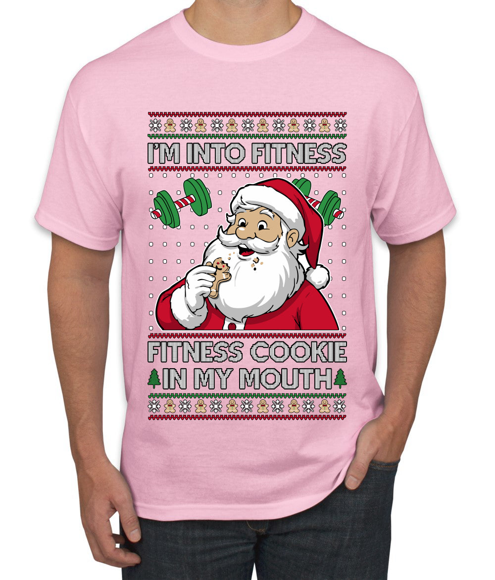 I'm Into Fitness Cookie In My Mouth Santa, Ugly Christmas Sweater Unisex Men's T-Shirt