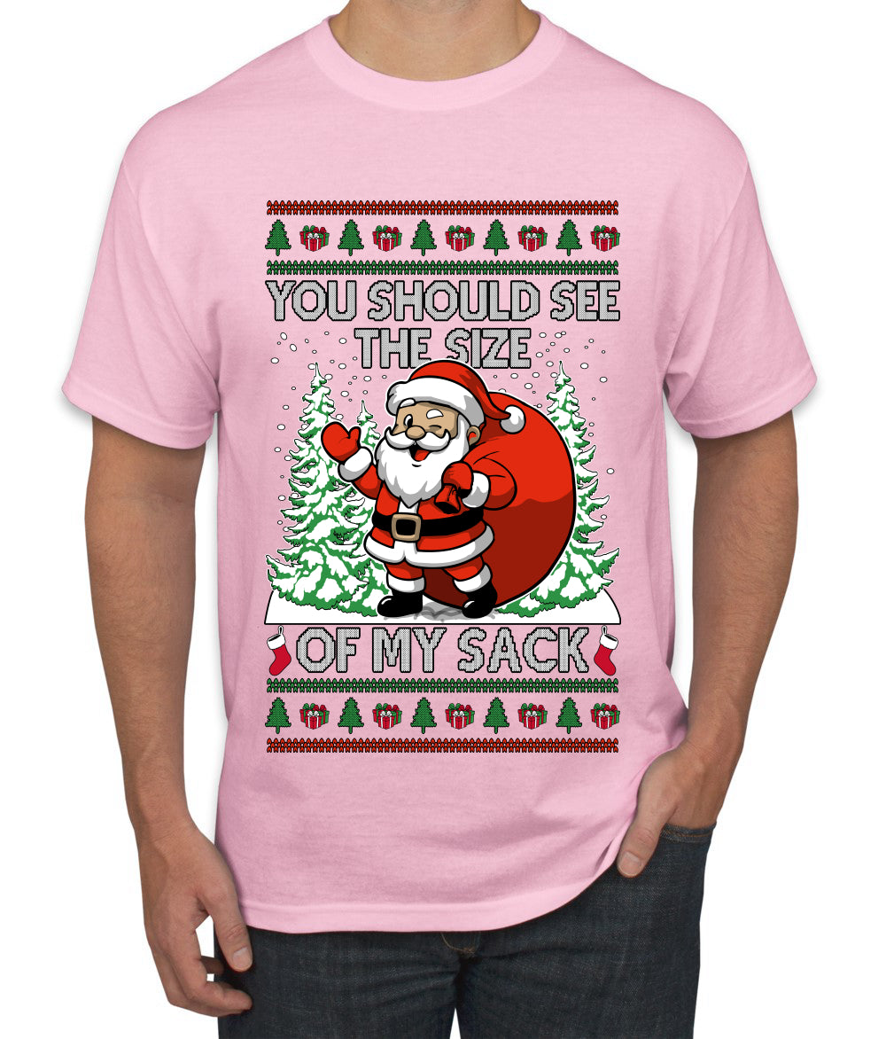 You Should See The Size Of My Sack Naughty Santa, Ugly Christmas Sweater Unisex Men's T-Shirt