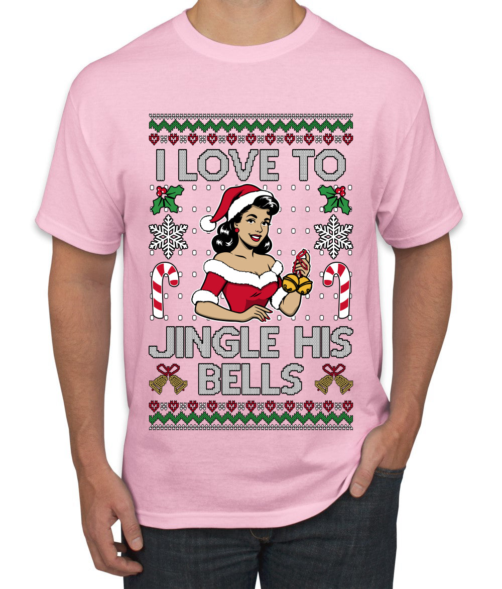 I Love To Jingle His Bells, Ugly Christmas Sweater Unisex Men's T-Shirt