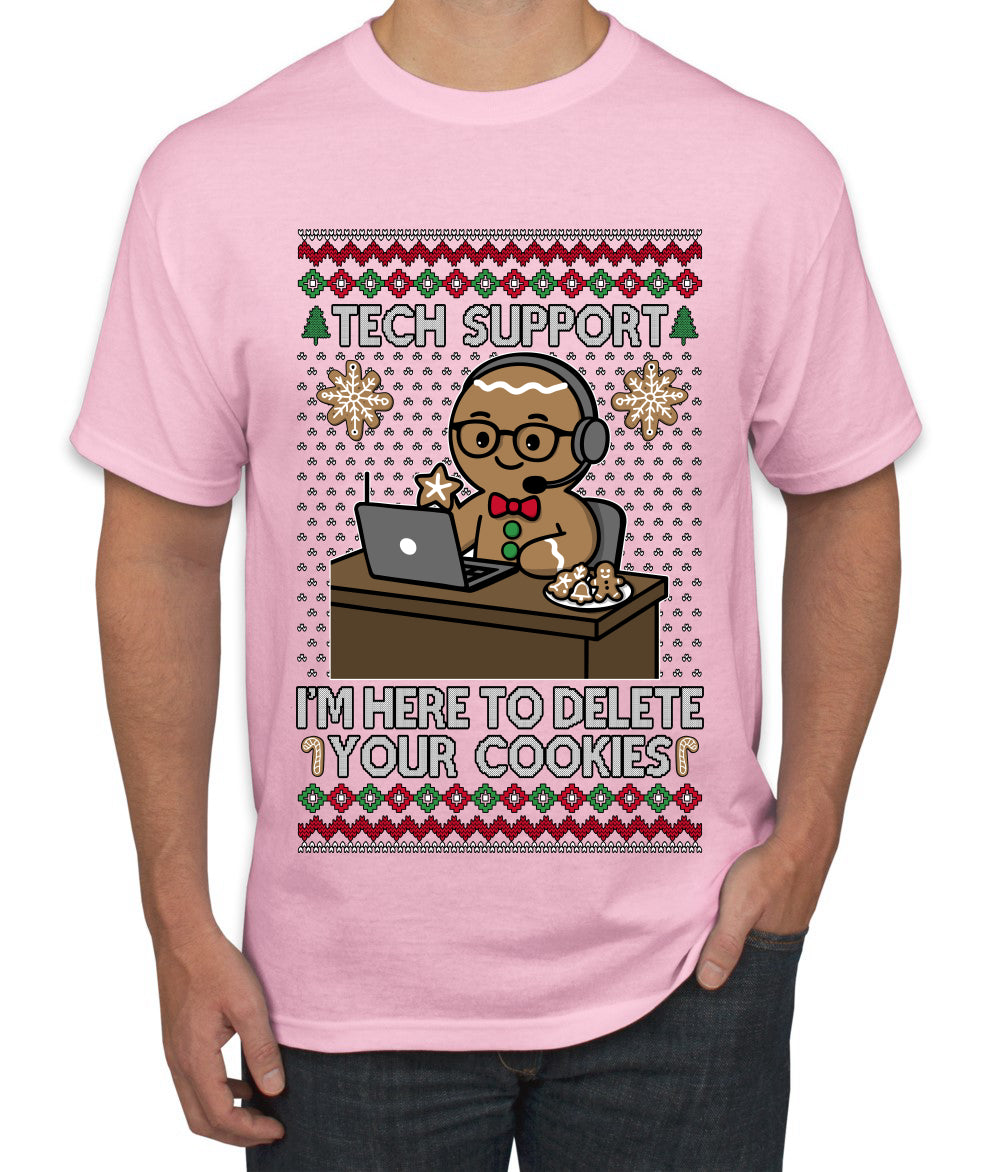 Tech Support I'm Here To Delete Your Cookies, Ugly Christmas Sweater Unisex Men's T-Shirt