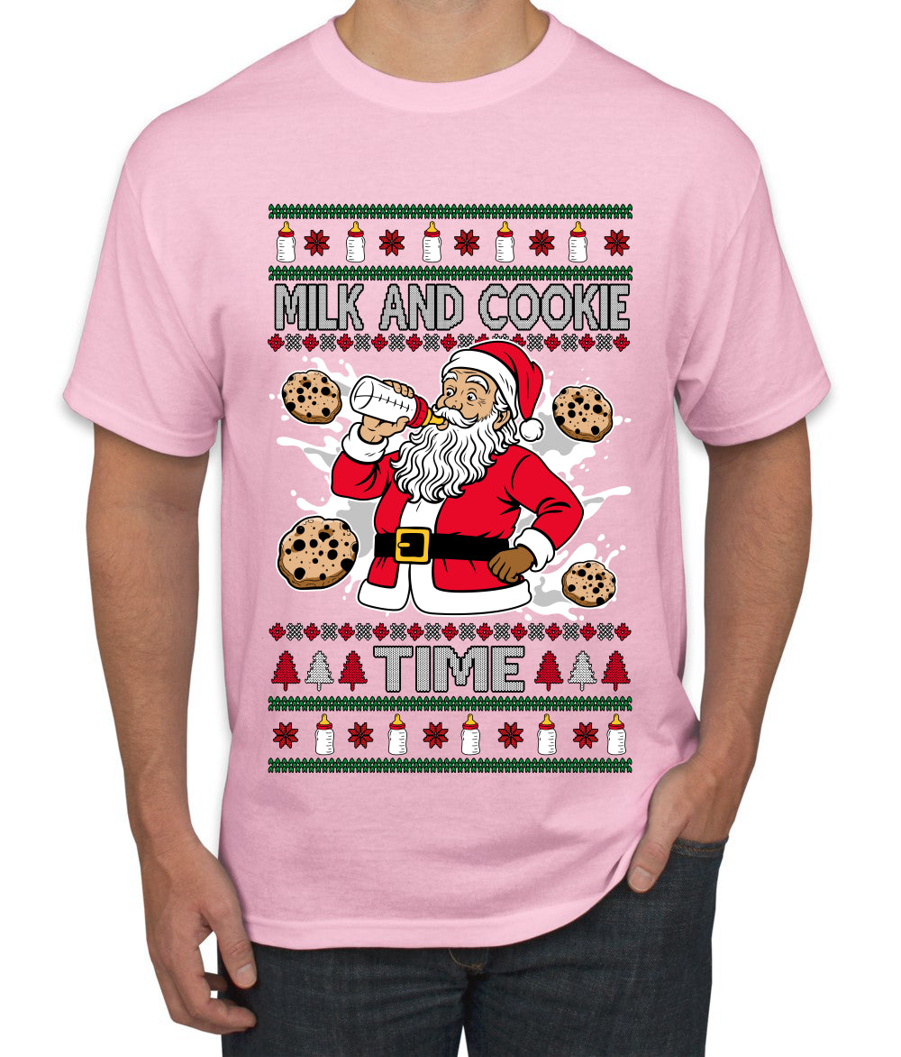 Milk And Cookie Time, Ugly Christmas Sweater Unisex Men's T-Shirt