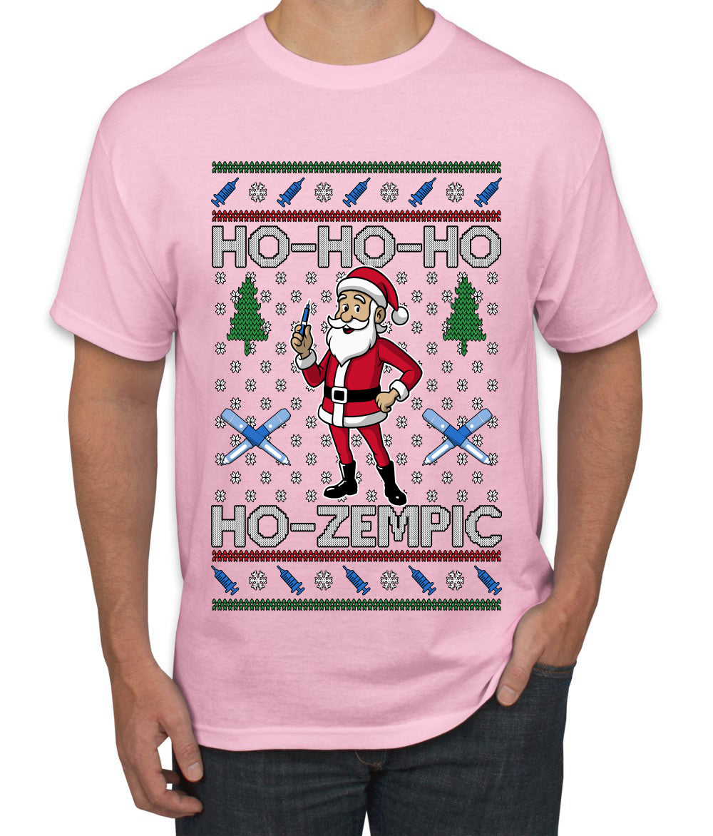 Skinny Santa Ho Ho Ho Ho-Zempic Weight Loss Shot, Ugly Christmas Sweater Unisex Men's T-Shirt